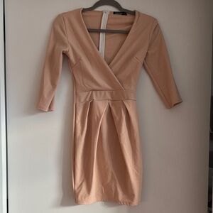Boohoo Peach Long Sleeve Dress